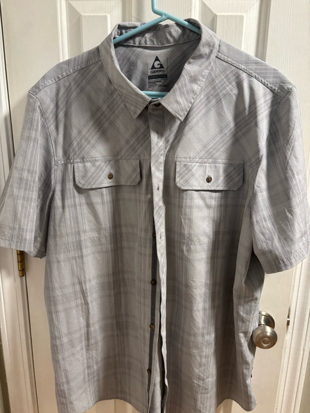 Gerry Men's Gray Plaid Short Sleeve Button-Up Shirt Size XXL EUC